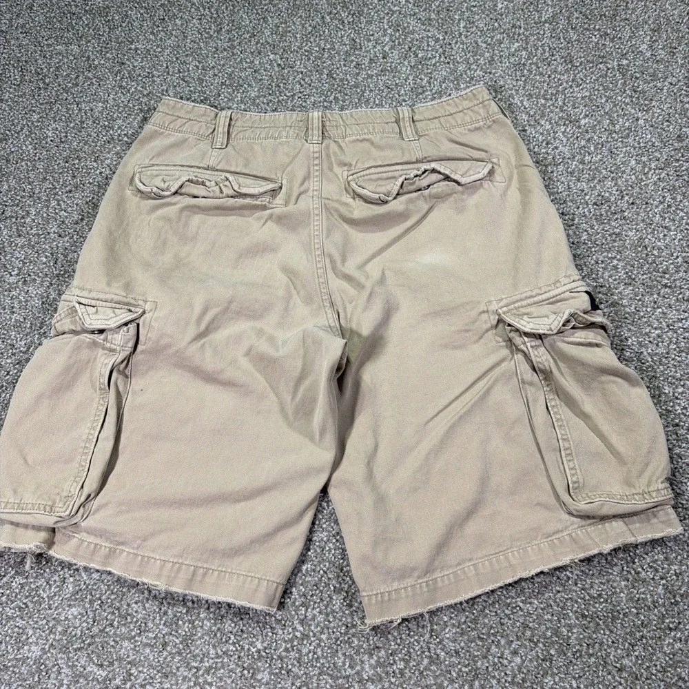 Polo Jeans Military Surplus Cargo Shorts Y2k Beige Essentials Size 34 Waist